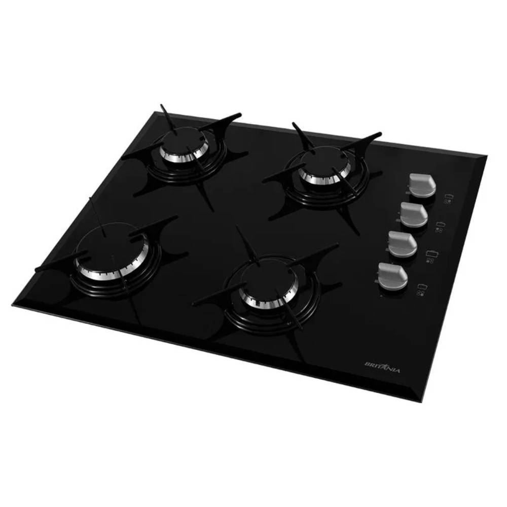 Fogão Cooktop Britânia 4 Bocas Mesa De Vidro Bct4p - Bivolt