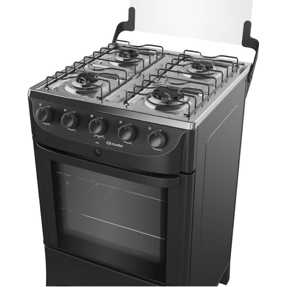 Fogão De Piso 4 Bocas Preto Fosco Mueller Mfi4bb - Bivolt