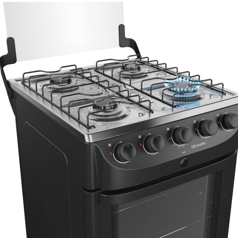 Fogão De Piso 4 Bocas Preto Fosco Mueller Mfi4bb - Bivolt