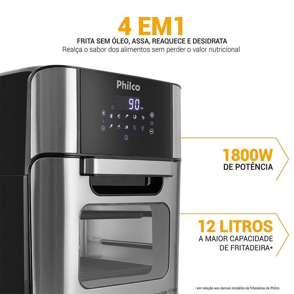 Fritadeira Air Fryer 12 Litros 4 em 1 Oven Philco PFR2200P