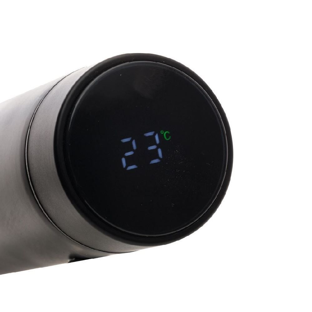 Garrafa Inox Com Termômetro Led Wolf 500 Ml - Preto