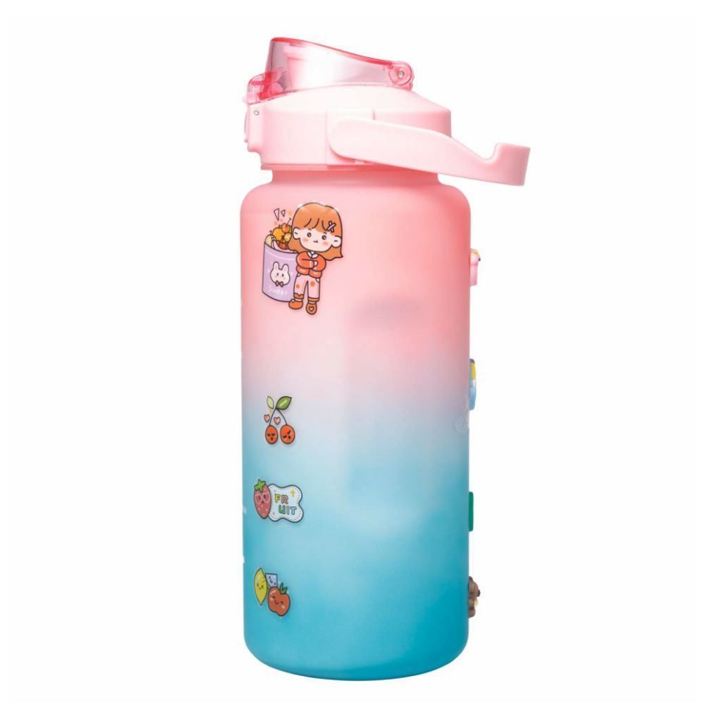Garrafa Squeeze 2L Com Marcadores E Adesivos Lyor - Rosa e Azul