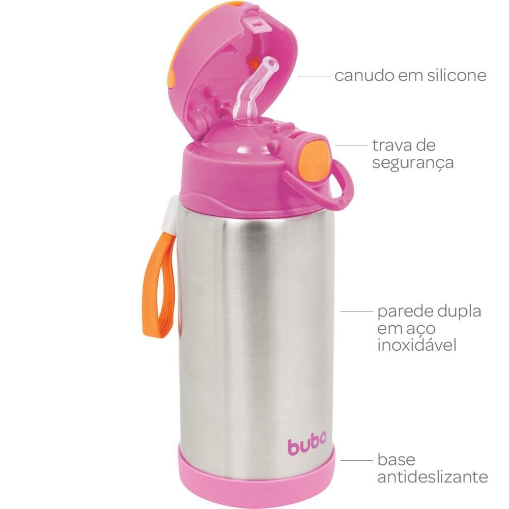 Garrafinha Térmica Parede Dupla Buba - Rosa Claro