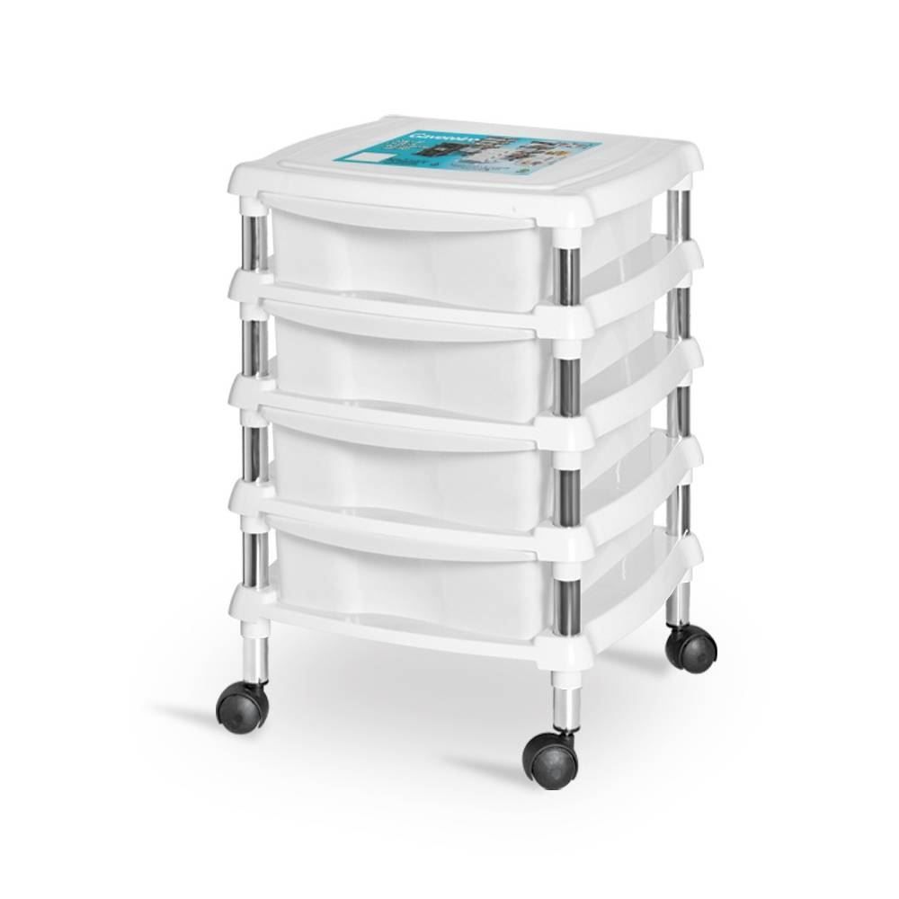 Gaveteiro Organizador Com Rodízios 4 Gavetas Niquelart - Branco