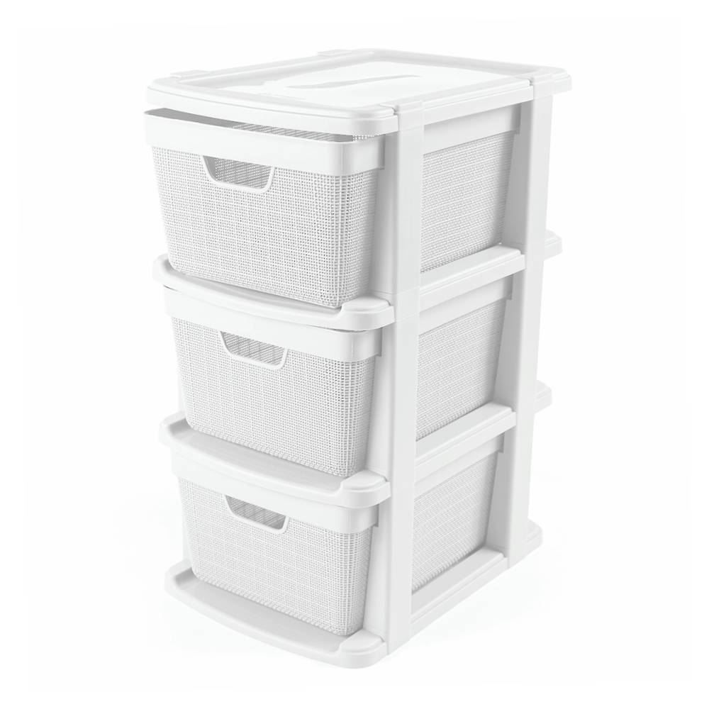 Gaveteiro De Chão Juta 3 Gavetas Jaguar 15 Litros - Branco