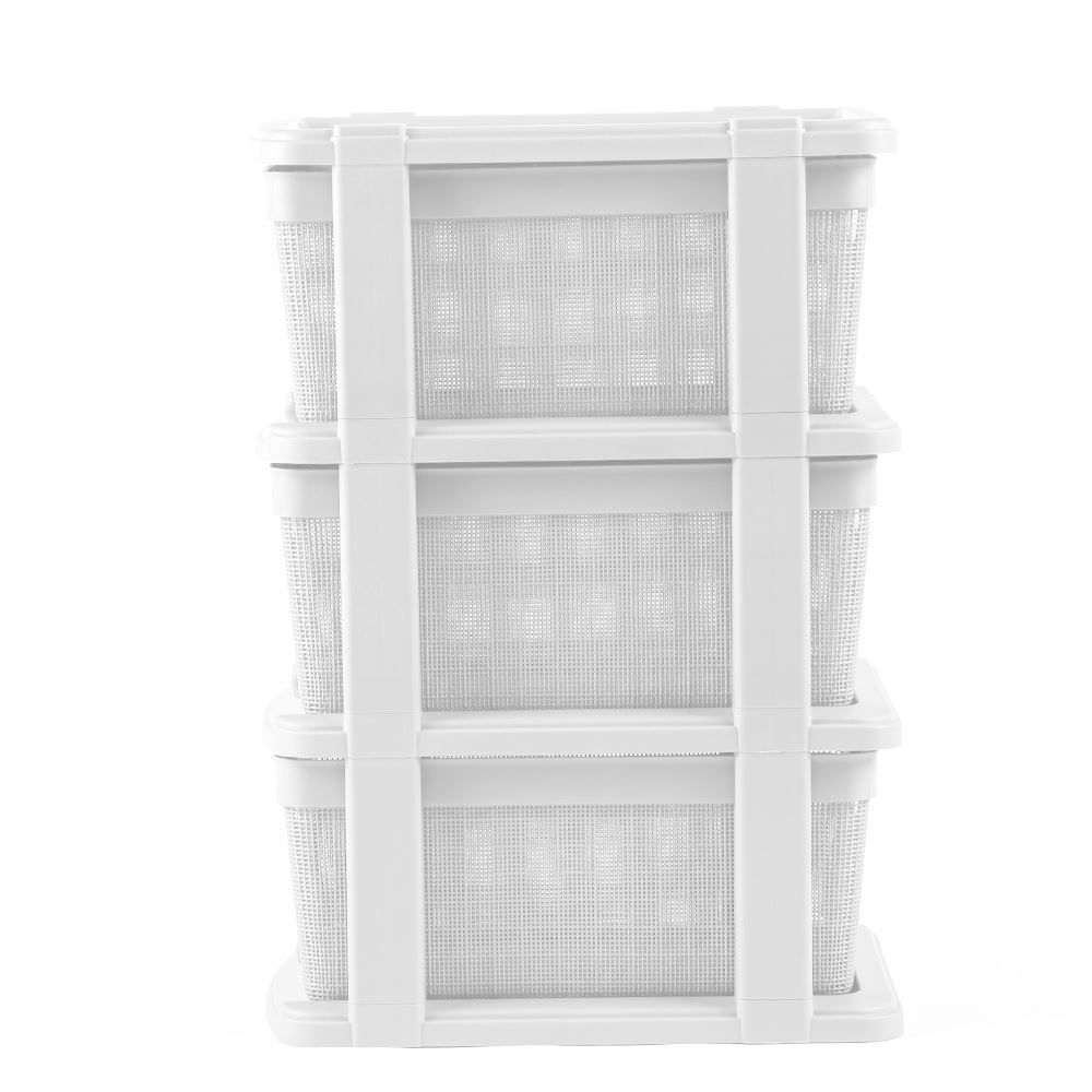 Gaveteiro De Chão Juta 3 Gavetas Jaguar 15 Litros - Branco