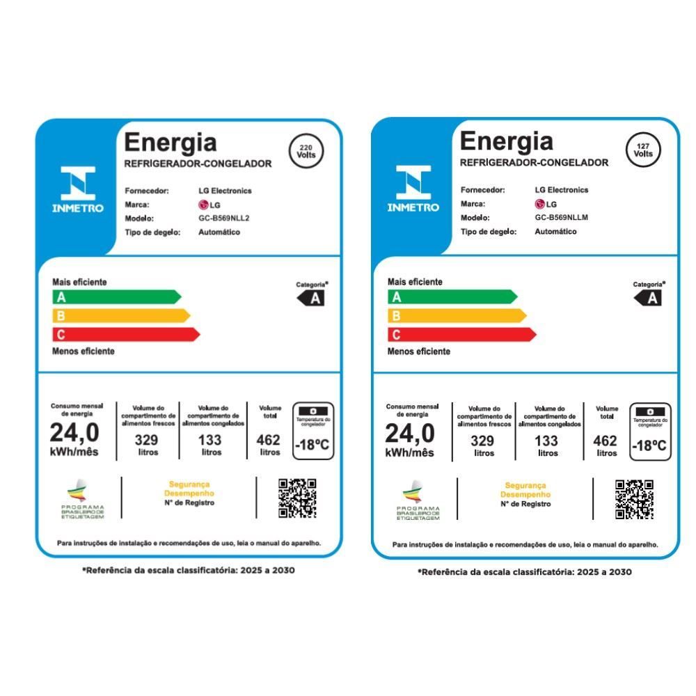 Geladeira Smart LG Frost Free Inverter 451L Inverse Inox Look GC-B569N