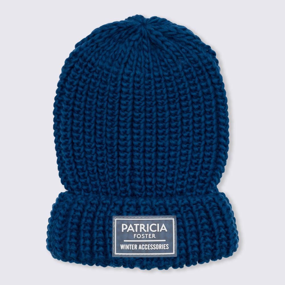 Gorro Tamanho Único Tricot Liso Patrícia Foster - AZUL JEANS U