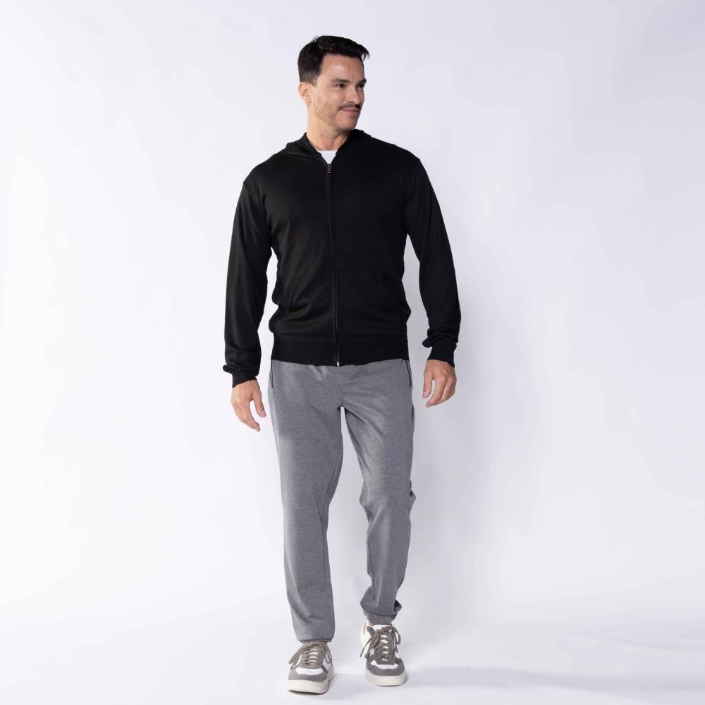 Jaqueta Masculina De Tricot Com Capuz Marc Alain