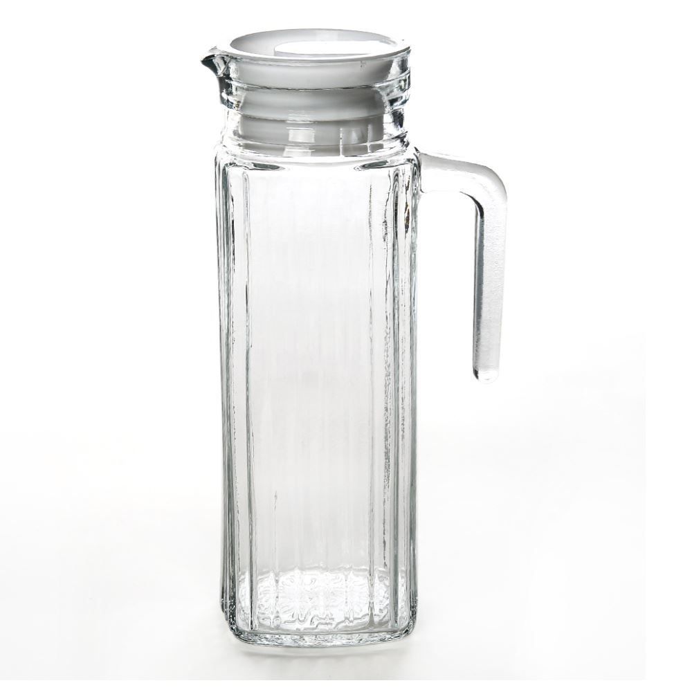 Jarra De Vidro Com Tampa De Plástico Clink 1 Litro - Transparente e Branco