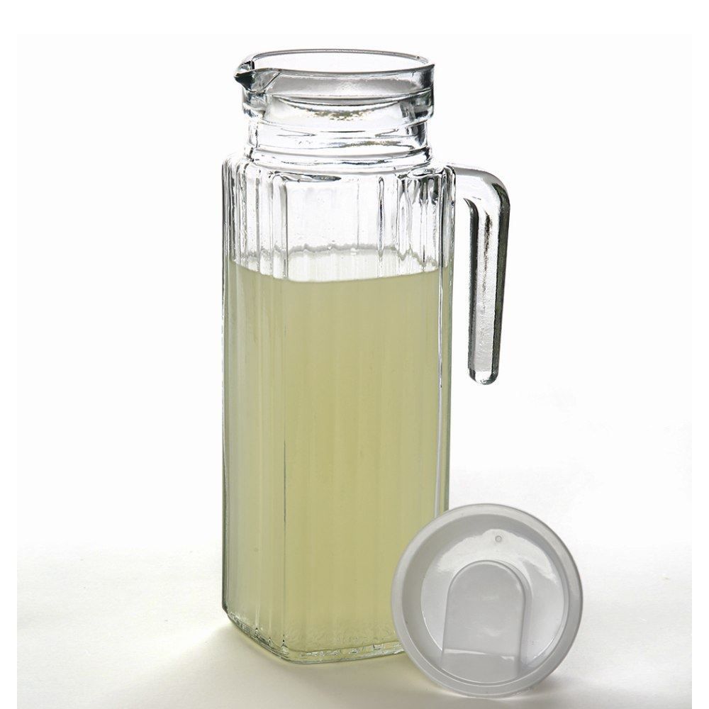Jarra De Vidro Com Tampa De Plástico Clink 1 Litro - Transparente e Branco