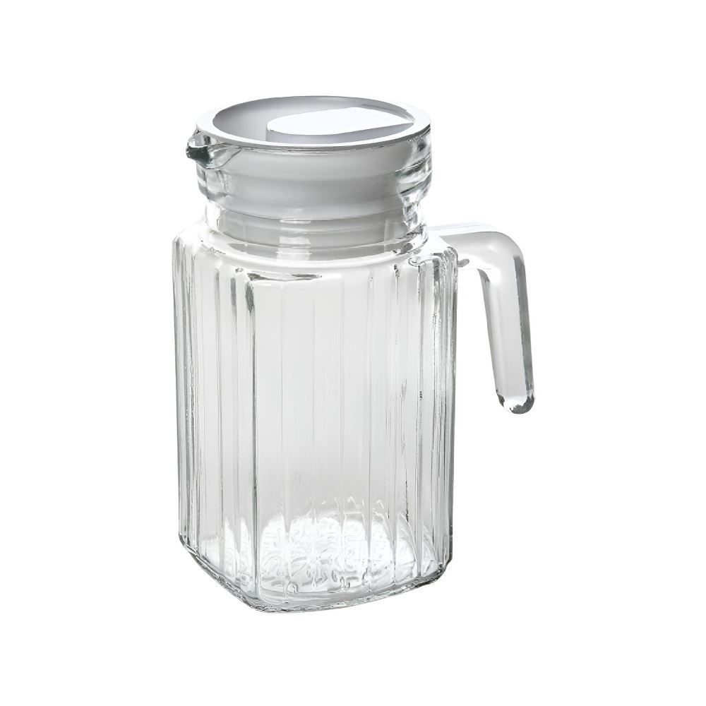 Jarra de Vidro com Tampa de Plástico Clink 500Ml - Transparente e Branco