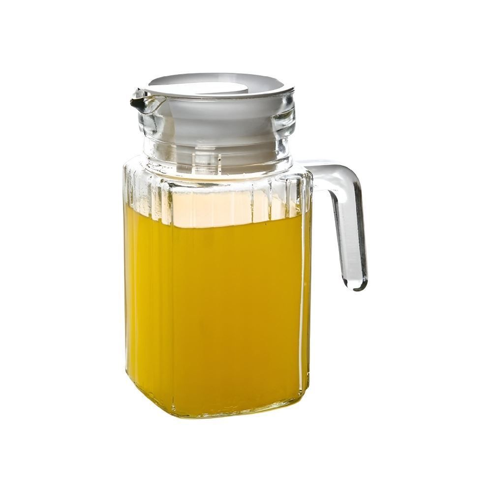 Jarra de Vidro com Tampa de Plástico Clink 500Ml - Transparente e Branco