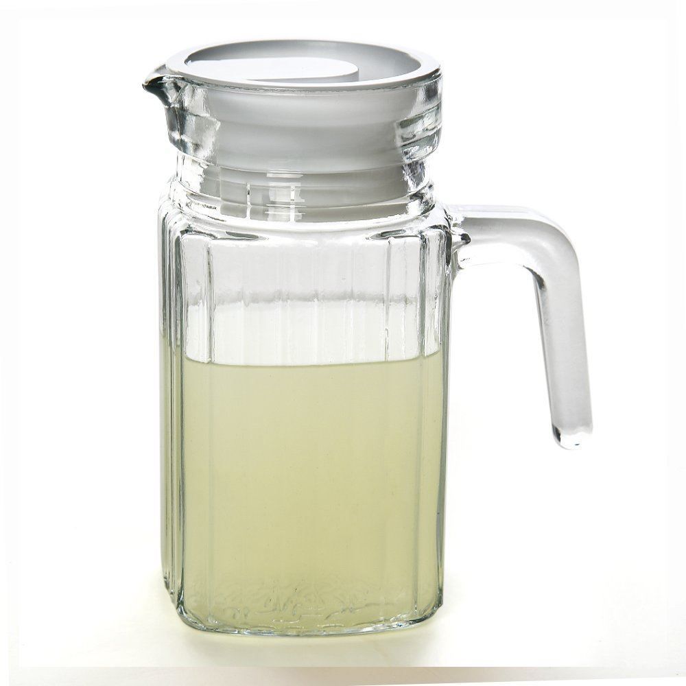 Jarra De Vidro Com Tampa De Plástico Clink 500Ml - Transparente e Branco