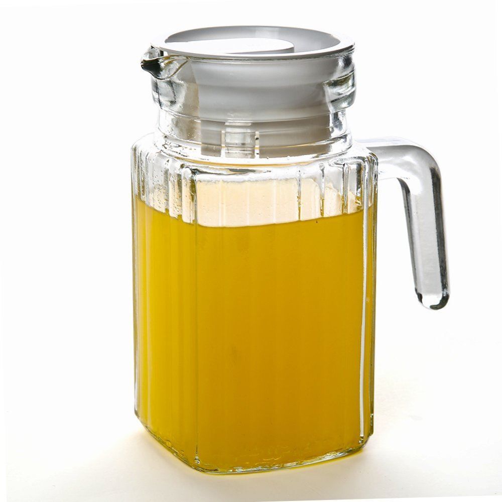 Jarra De Vidro Com Tampa De Plástico Clink 500Ml - Transparente e Branco