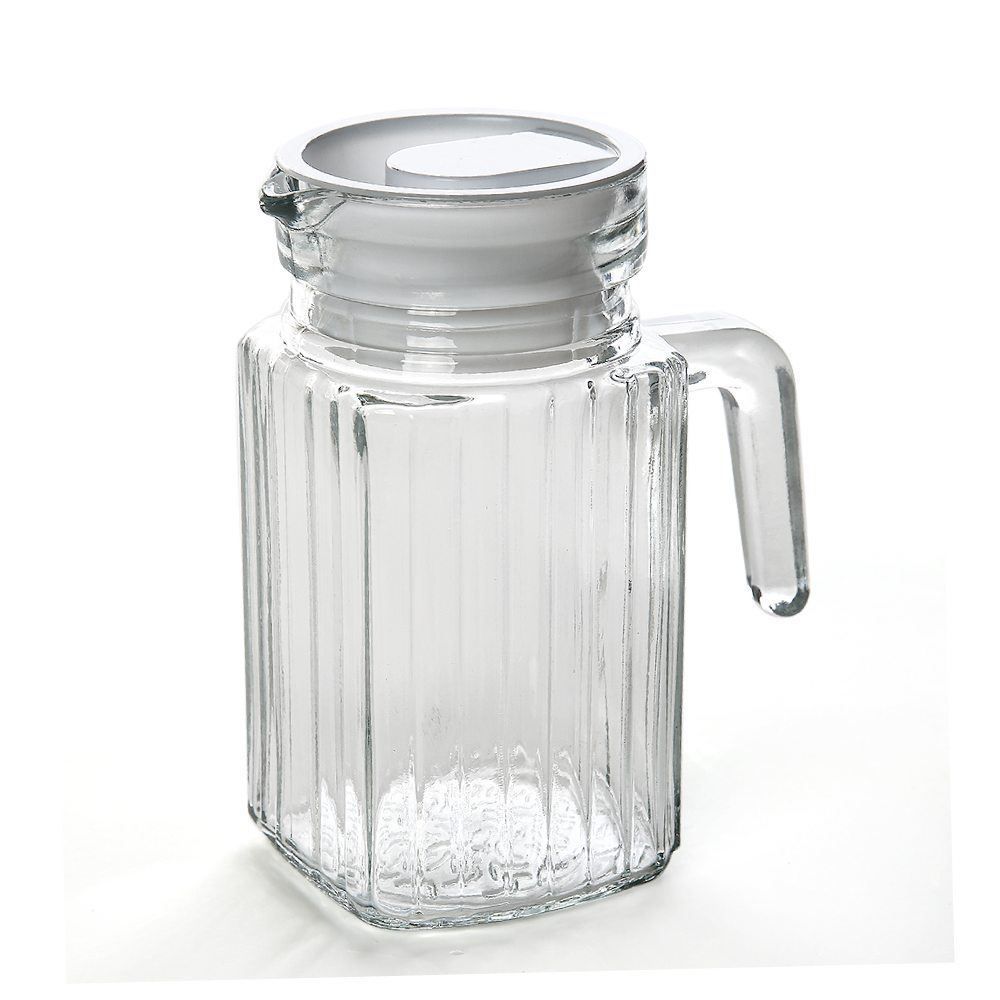 Jarra De Vidro Com Tampa De Plástico Clink 500Ml - Transparente e Branco