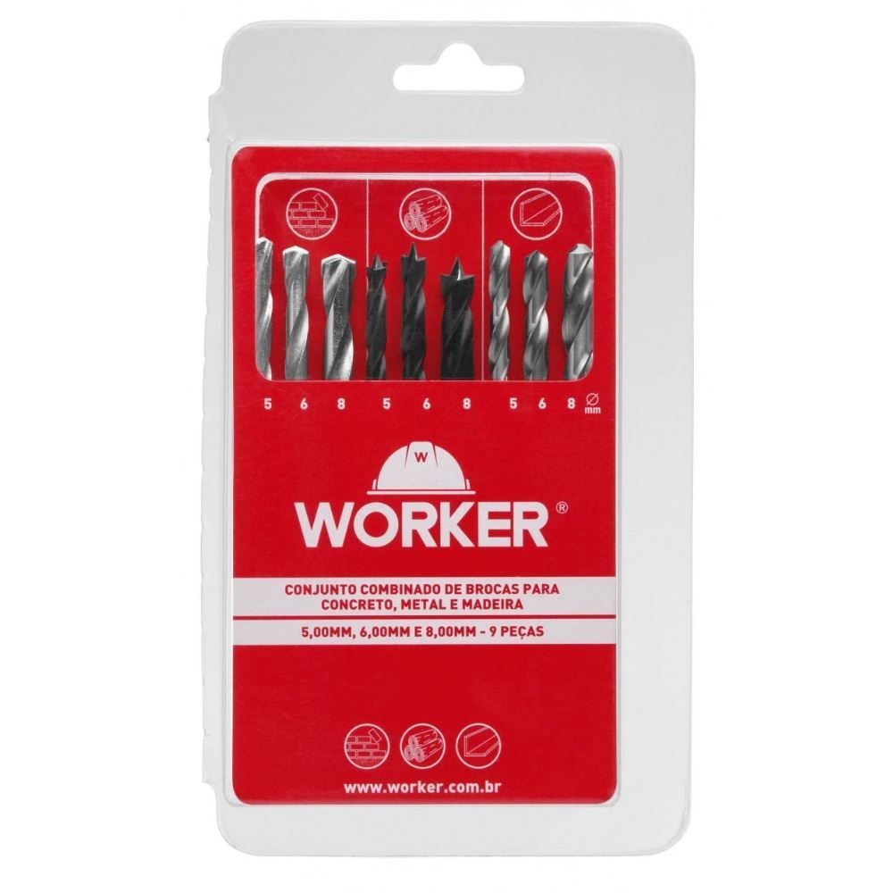 Jogo Combinado De Brocas 9 Peças Worker - 445878