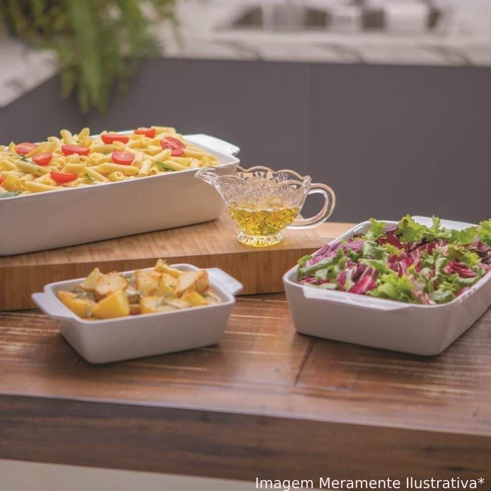 Jogo De Assadeiras Retangulares Portuguesa Havan Casa 3 Peças - Branco