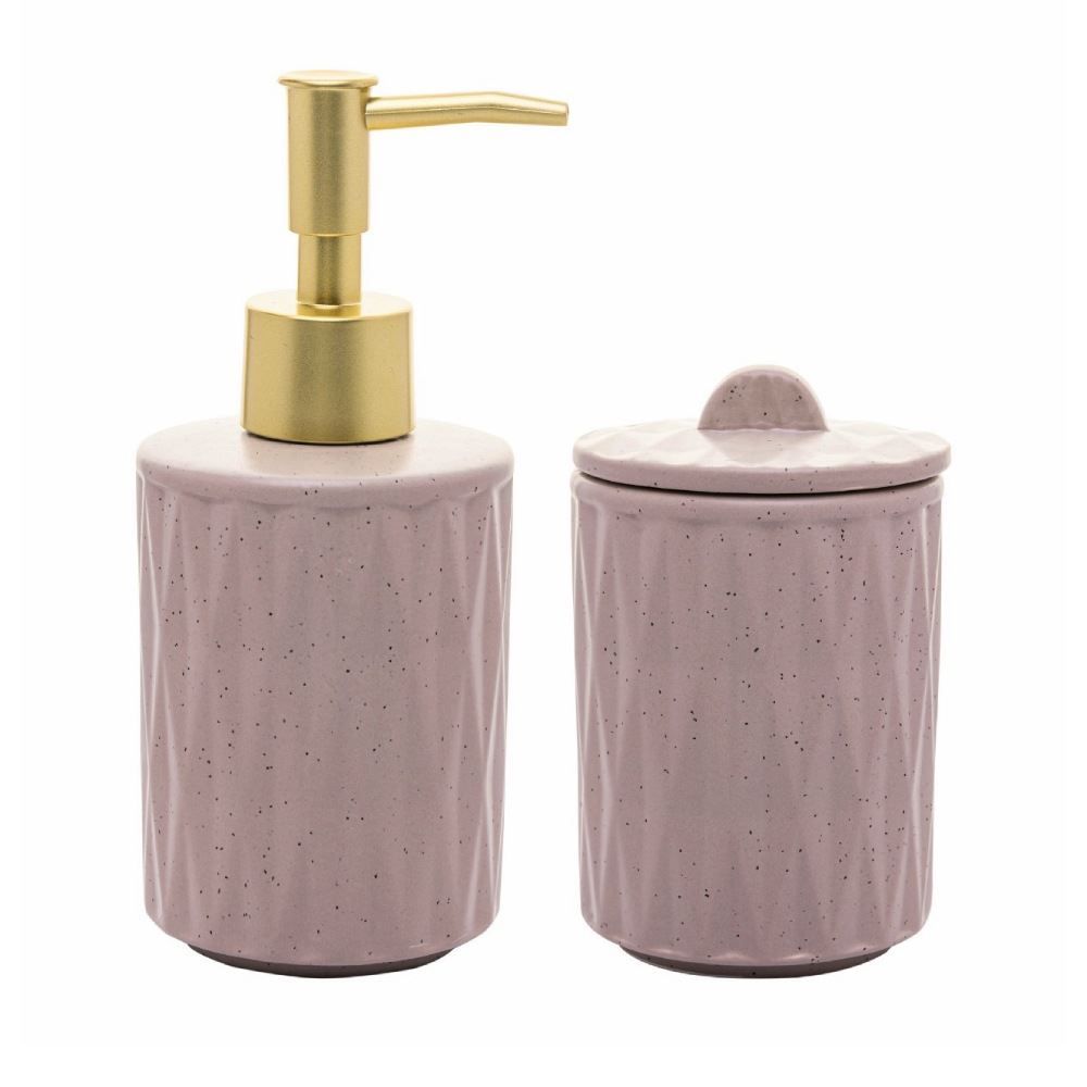 Jogo De Banheiro De Cerâmica 2 Peças Deli Diamond Lyor - Rosa