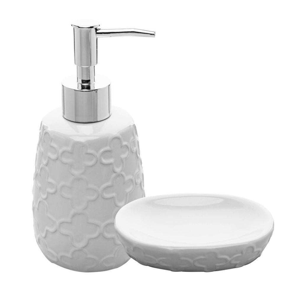 Jogo De Banheiro De Cerâmica Clover 2 Peças Wolff - Branco