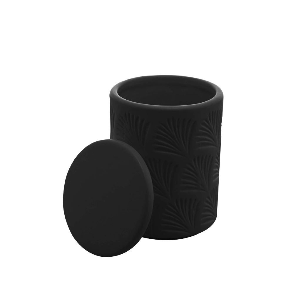 Jogo De Banheiro De Cerâmica Leaf 2 Peças - Preto