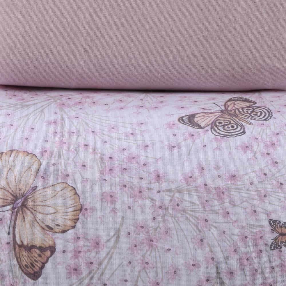 Jogo De Cama Casal 100% Algodão Royale Havan Casa 4 Peças - Belle Butterfly Rosa