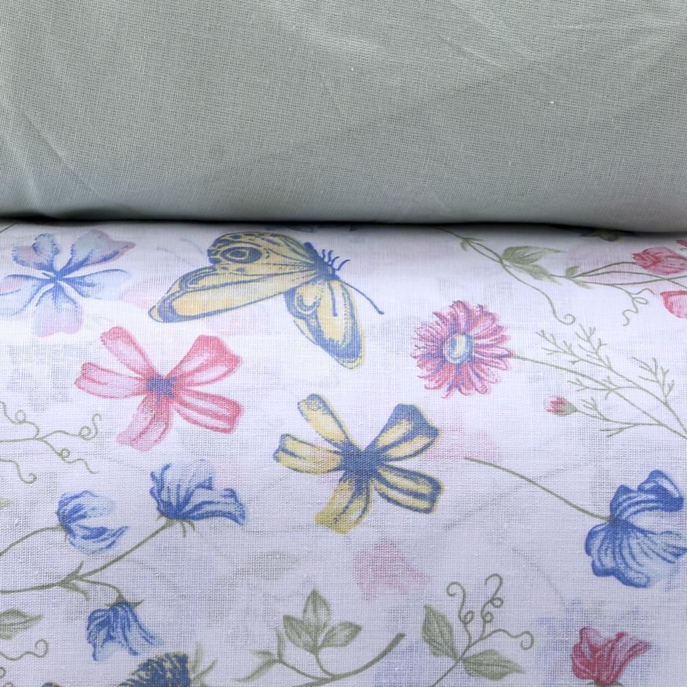 Jogo De Cama Casal 100% Algodão Royale Havan Casa 4 Peças - Beatriz Flowers Branco