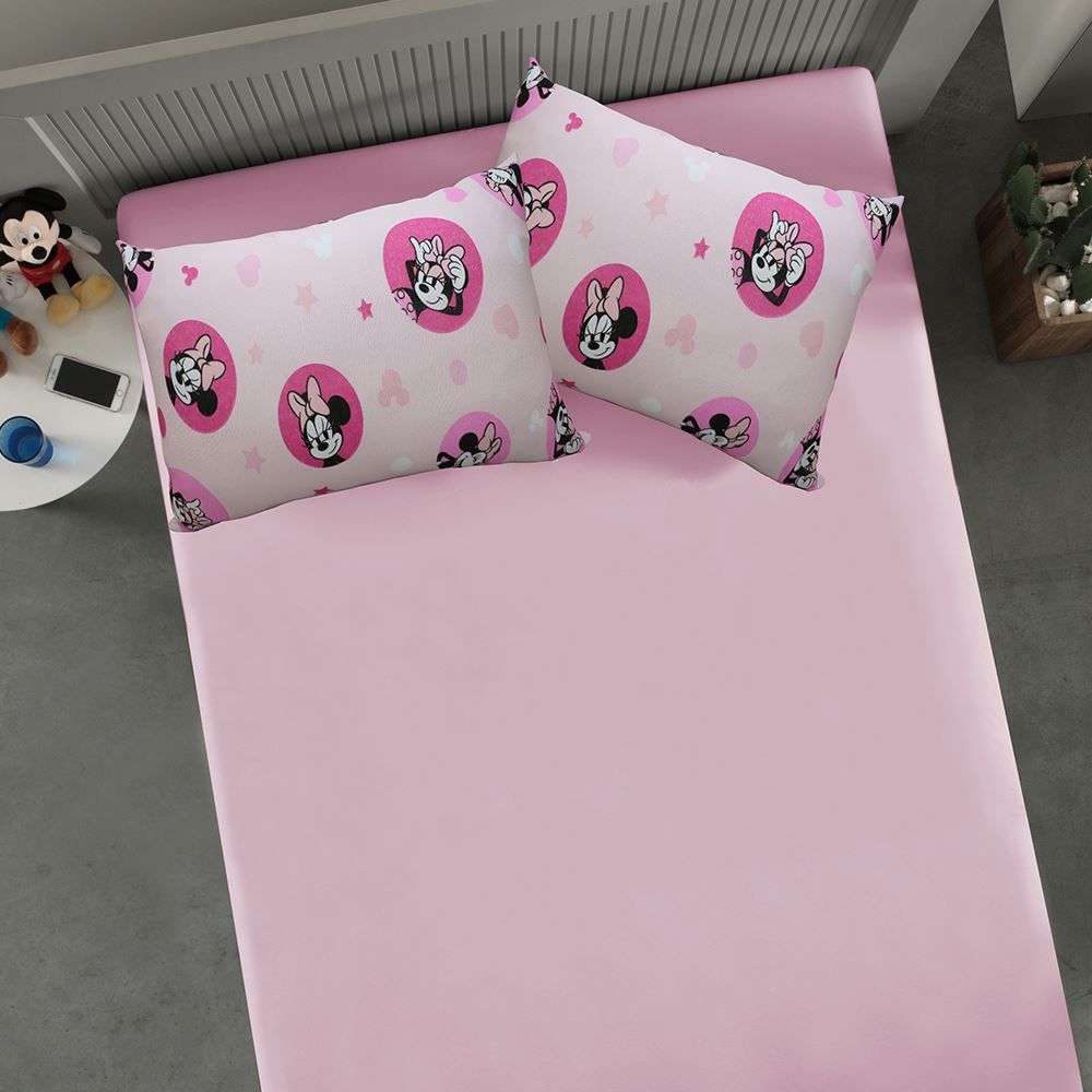 Jogo De Cama Casal Disney Portallar 3 Pçs - Minnie Star Rosa Prisma