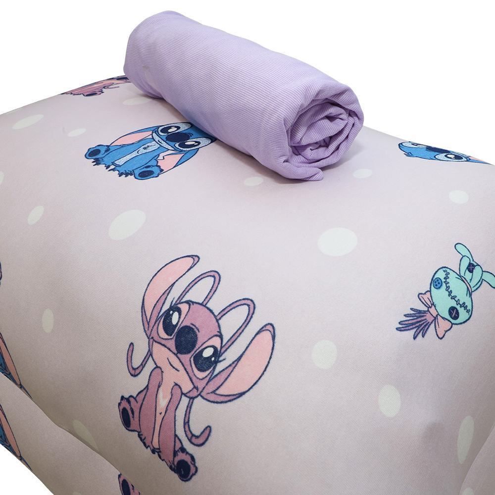 Jogo De Cama Casal Disney Portallar 3 Pçs - Love Stitch Lavanda