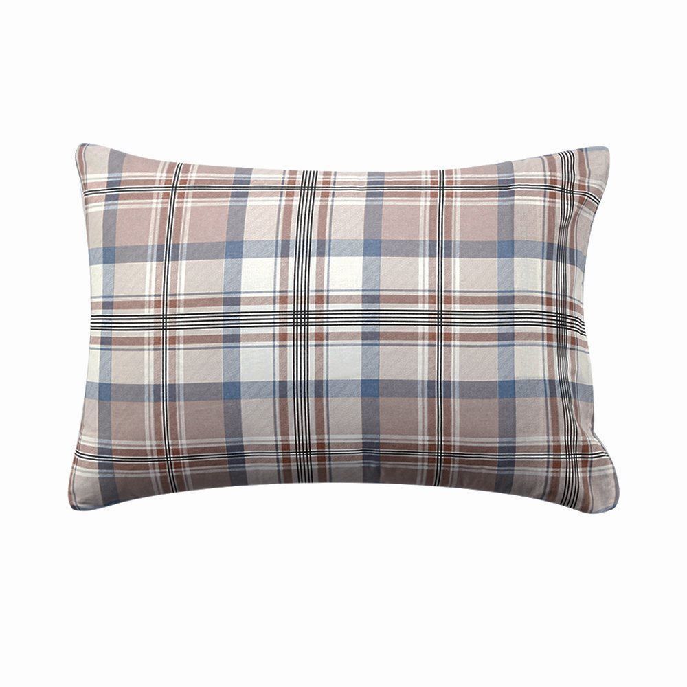 Jogo De Cama King 100% Algodão Royale 4 Peças - Jaqueline Xadrez Bege