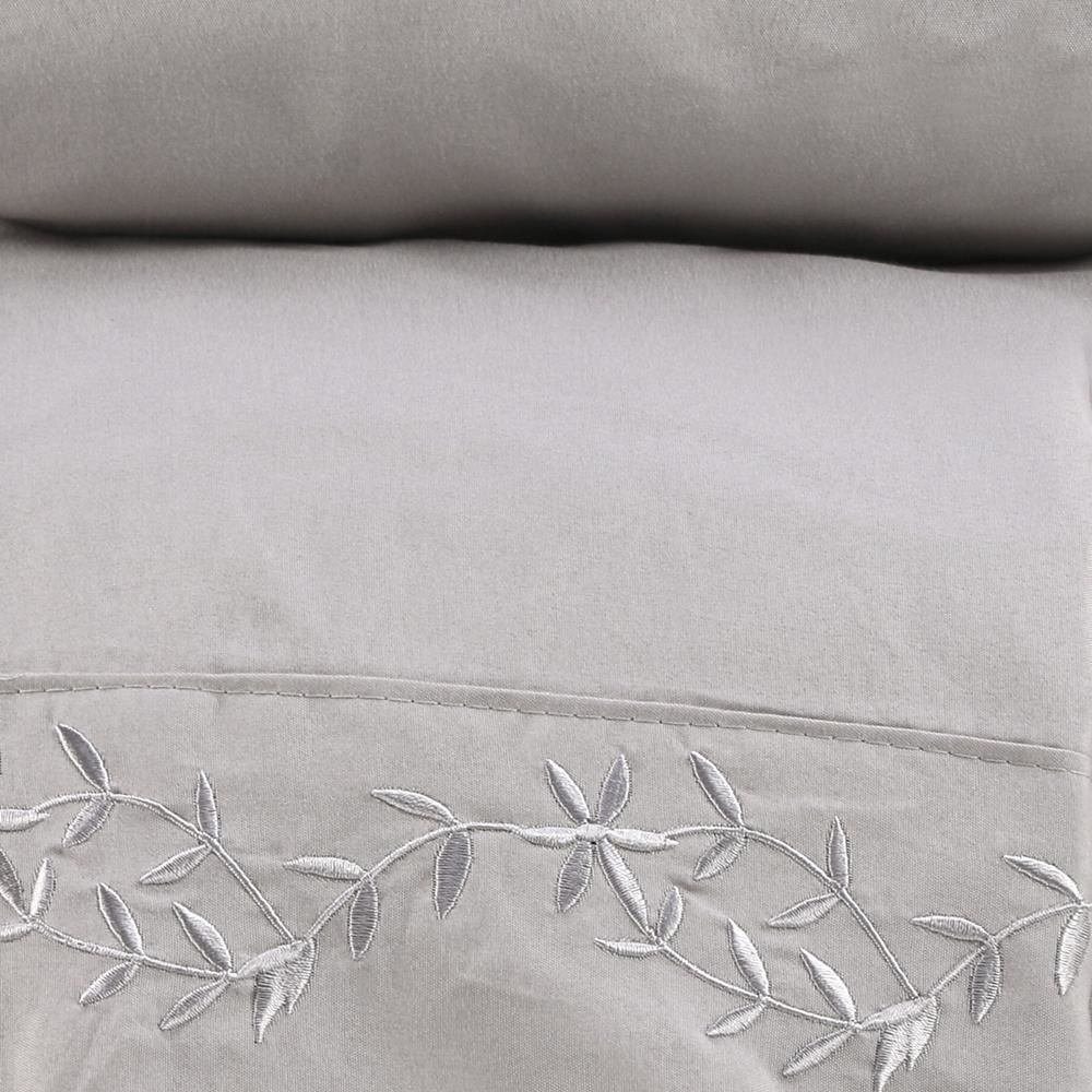 Jogo De Cama King Bordado 100% Poliéster Havan Casa 4 Pçs - Cinza