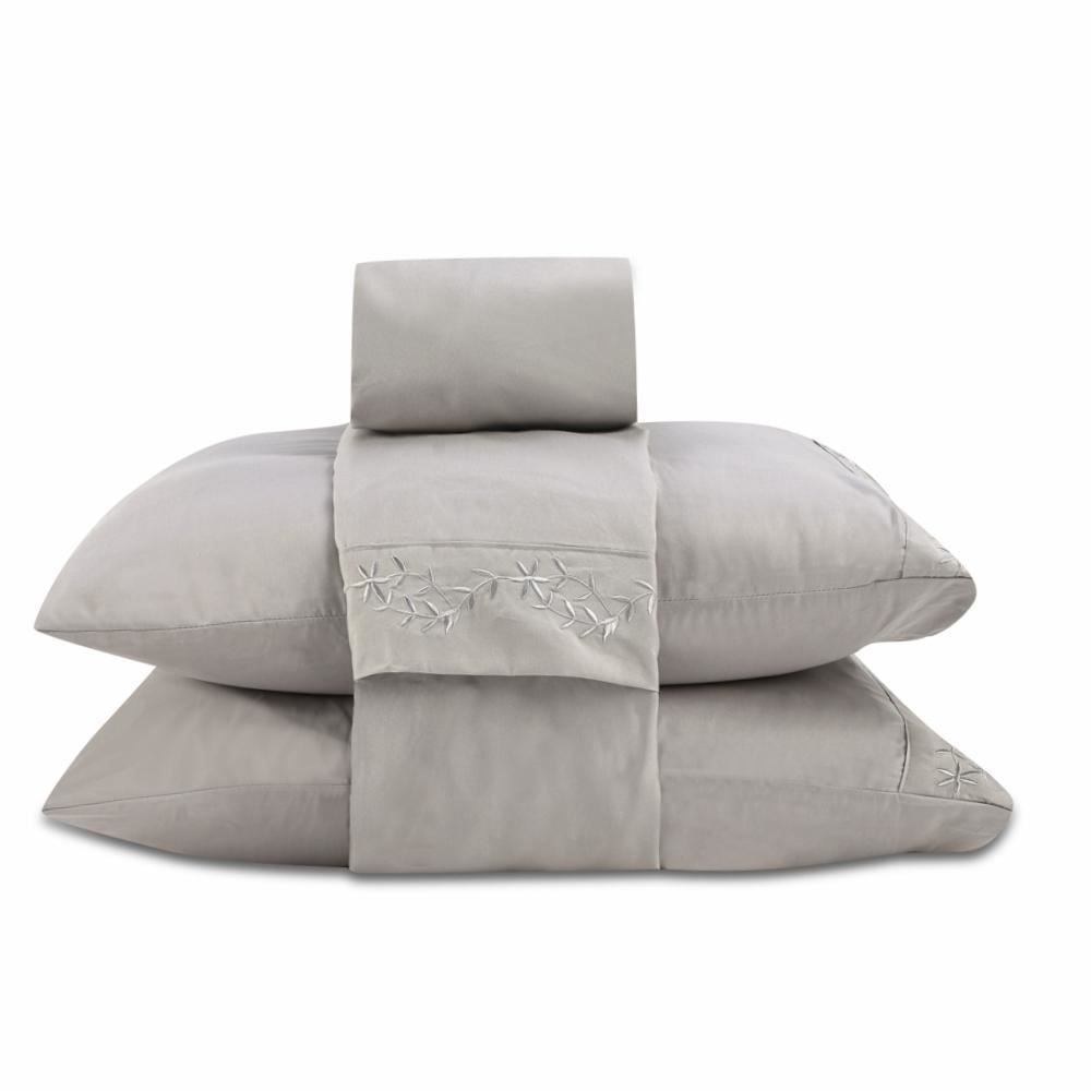 Jogo De Cama King Bordado Havan Casa 4 Pçs - Cinza