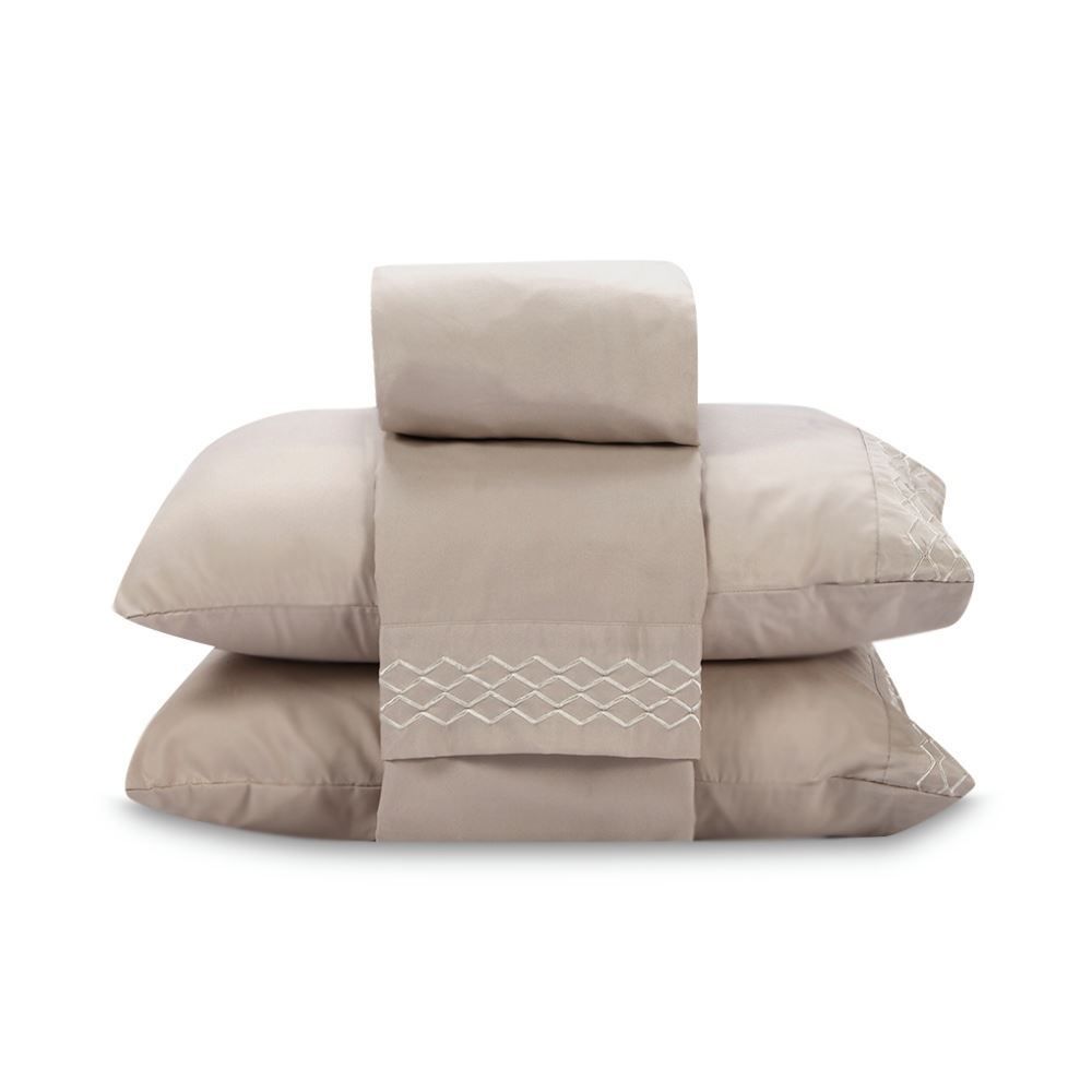 Jogo De Cama King Bordado Havan Casa 4 Pçs - Cru