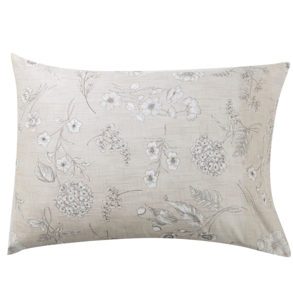 Jogo De Cama Queen 100% Algodão Royale 4 Peças - Botanic Bege