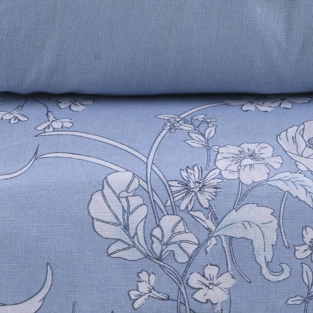 Jogo De Cama Queen 100% Algodão Royale 4 Peças - Laila Azul