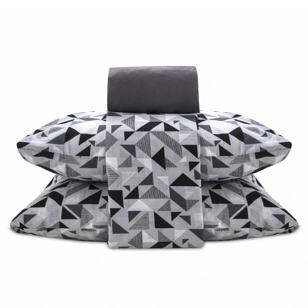 Jogo De Cama Queen 100% Algodão Royale 4 Peças - Fernando Cinza