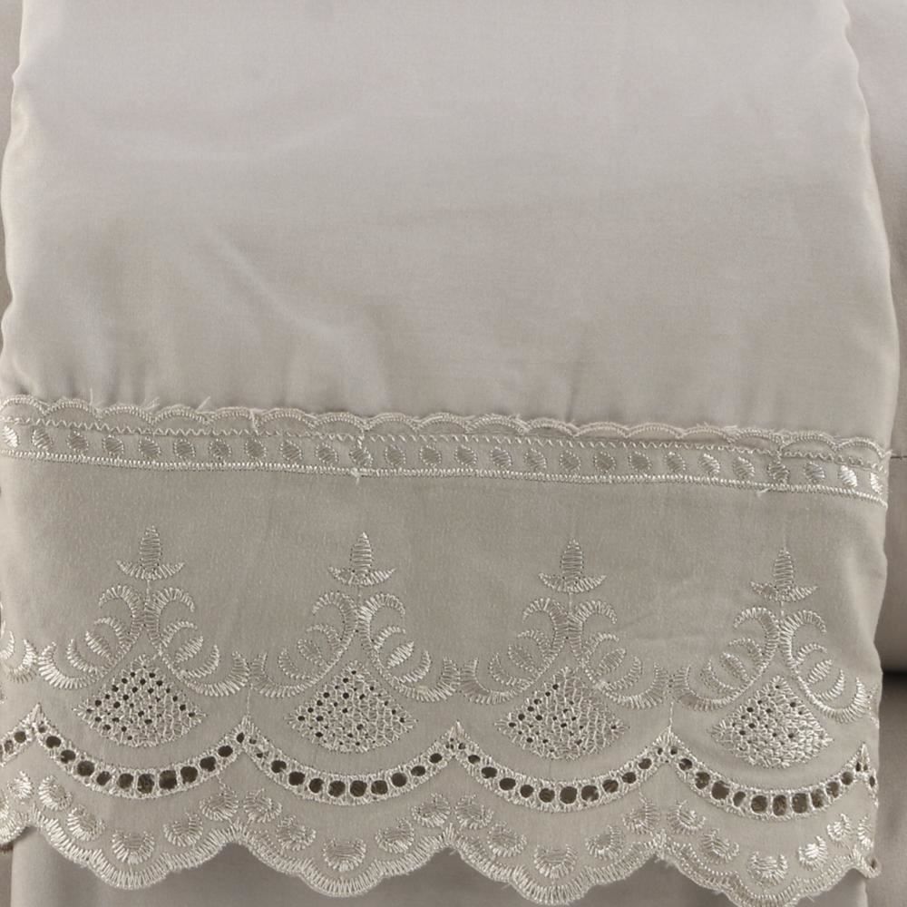 Jogo De Cama Queen 100% Poliéster Com Renda Havan Casa 4 Pçs - Cru