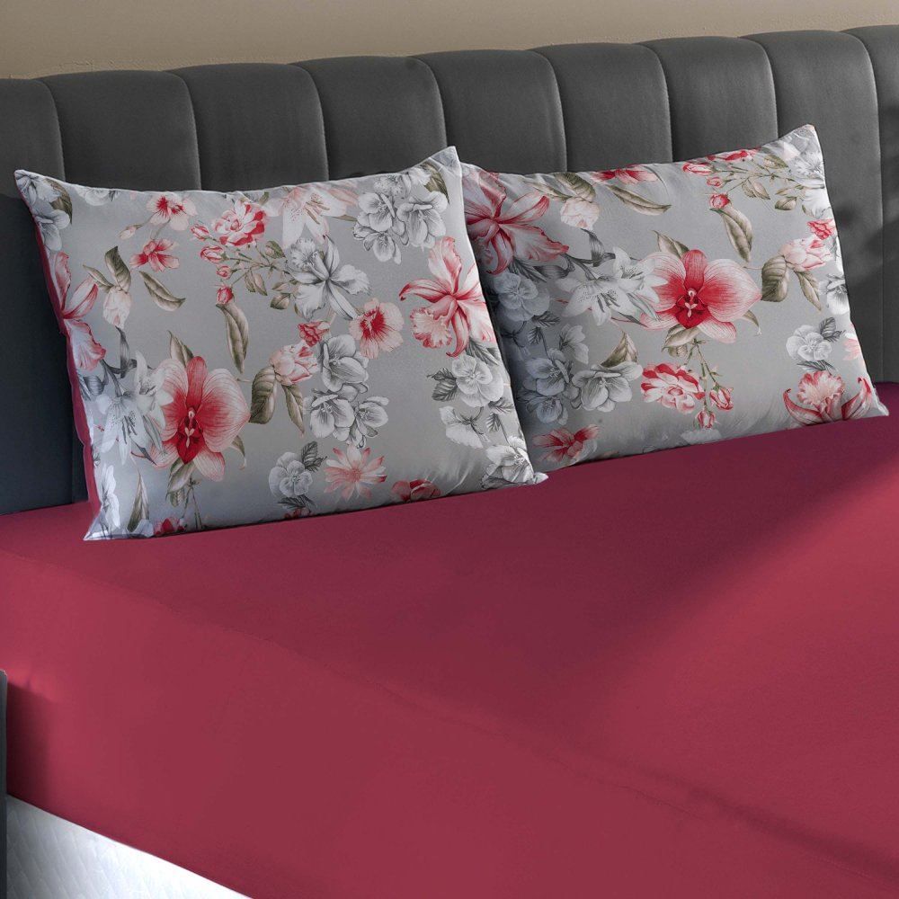 Jogo De Cama Queen Malha 100% Algodão Solecasa 3 Pçs - Cher Carmin
