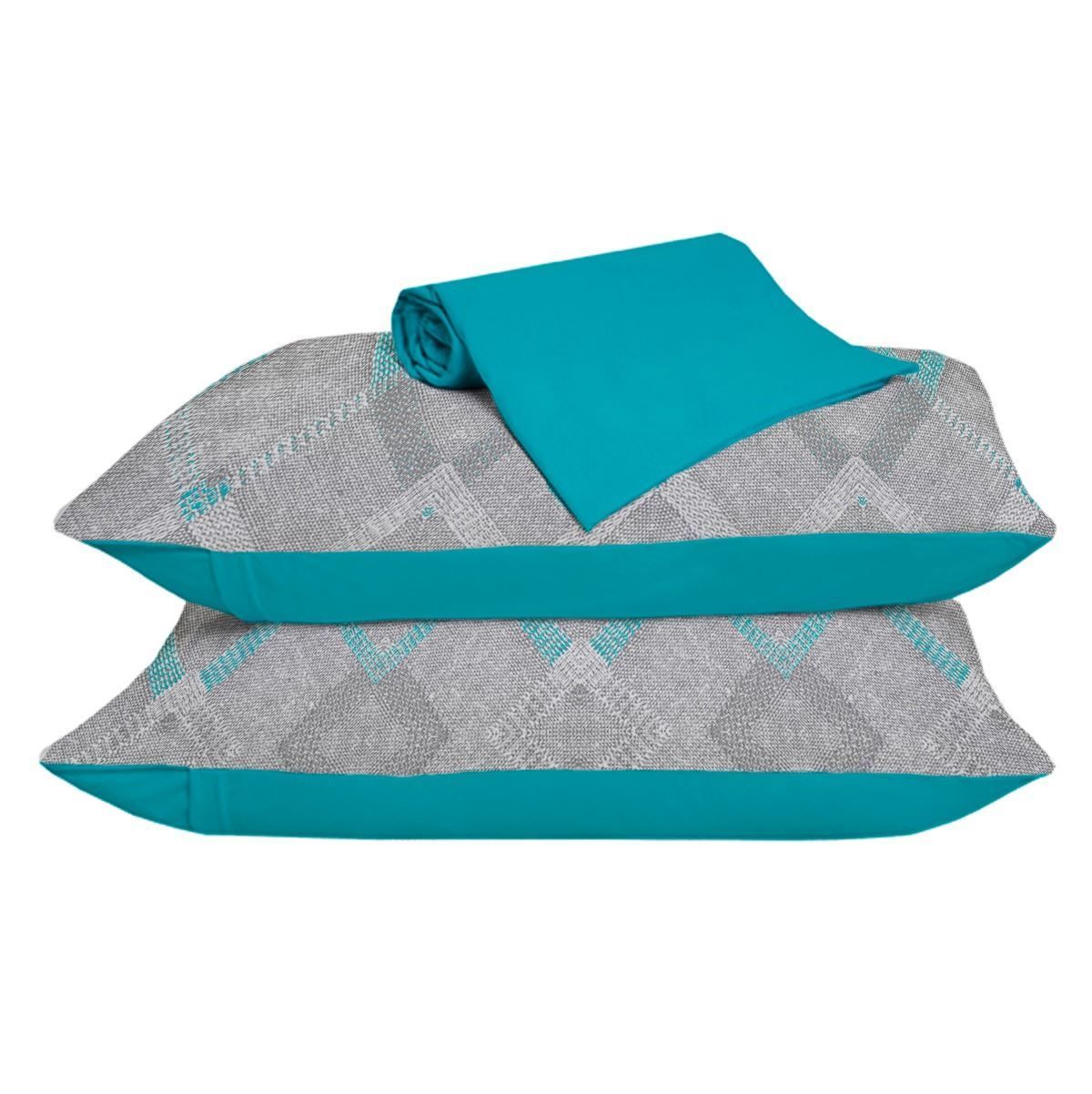 Jogo De Cama Queen Malha 100% Algodão Solecasa 3 Pçs - Venice Turquesa