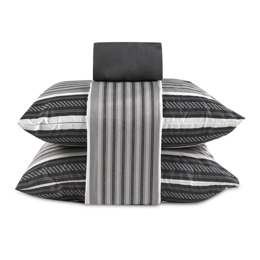 Jogo De Cama Queen Micropercal Havan Casa 4 Pçs - Miura Chumbo Geo