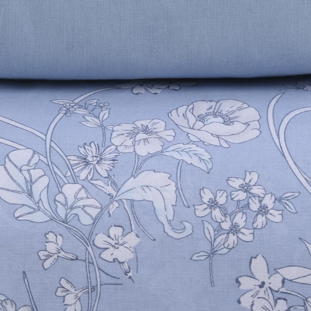 Jogo De Cama Solteiro 100% Algodão Royale Havan Casa 3 Pçs - Laila Azul