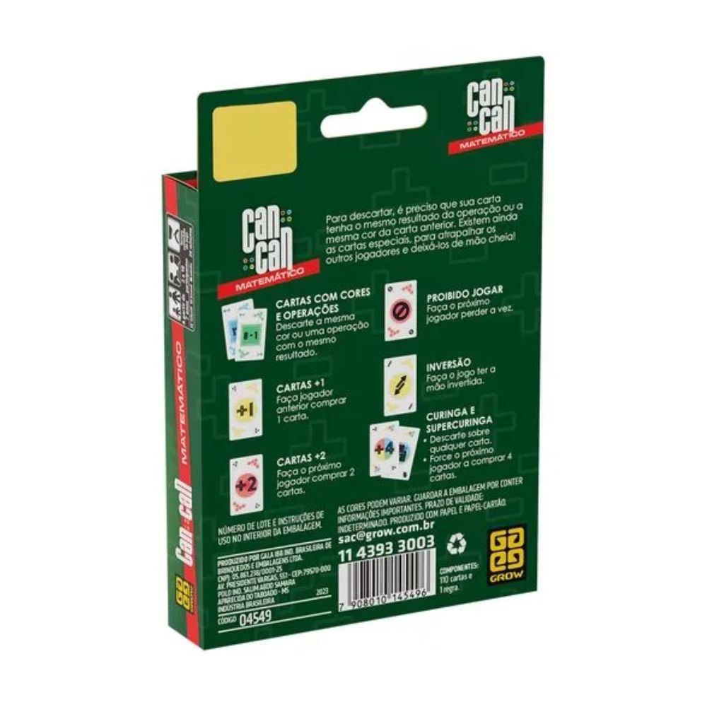 Jogo De Cartas Can Can Matemático Grow - 04549