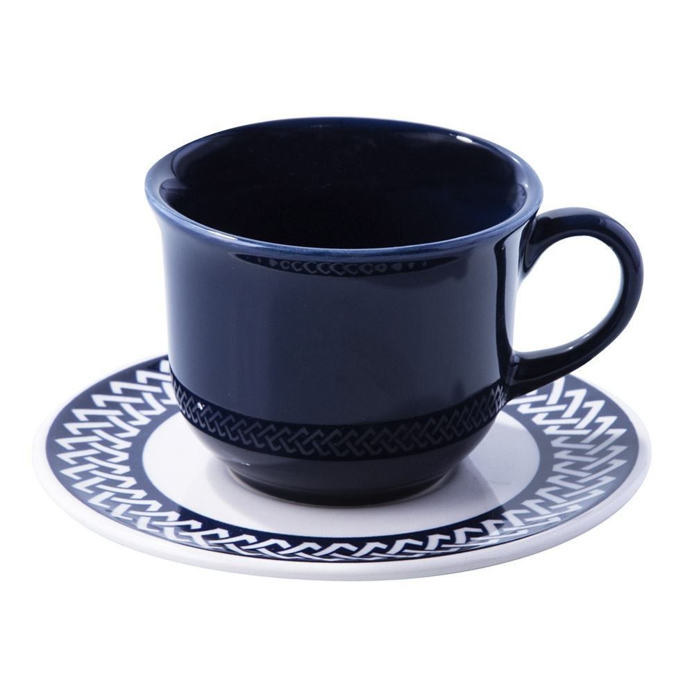 Jogo De Xícara De Chá New Trama Blue Biona 12 Pçs - Cerâmica