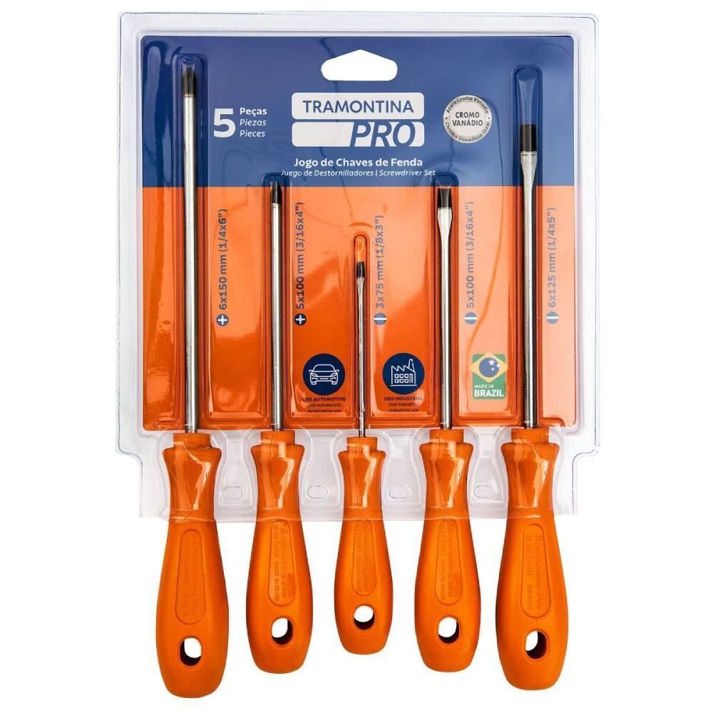 Jogo De Chave Fenda 5 Peças Tramontina Pro