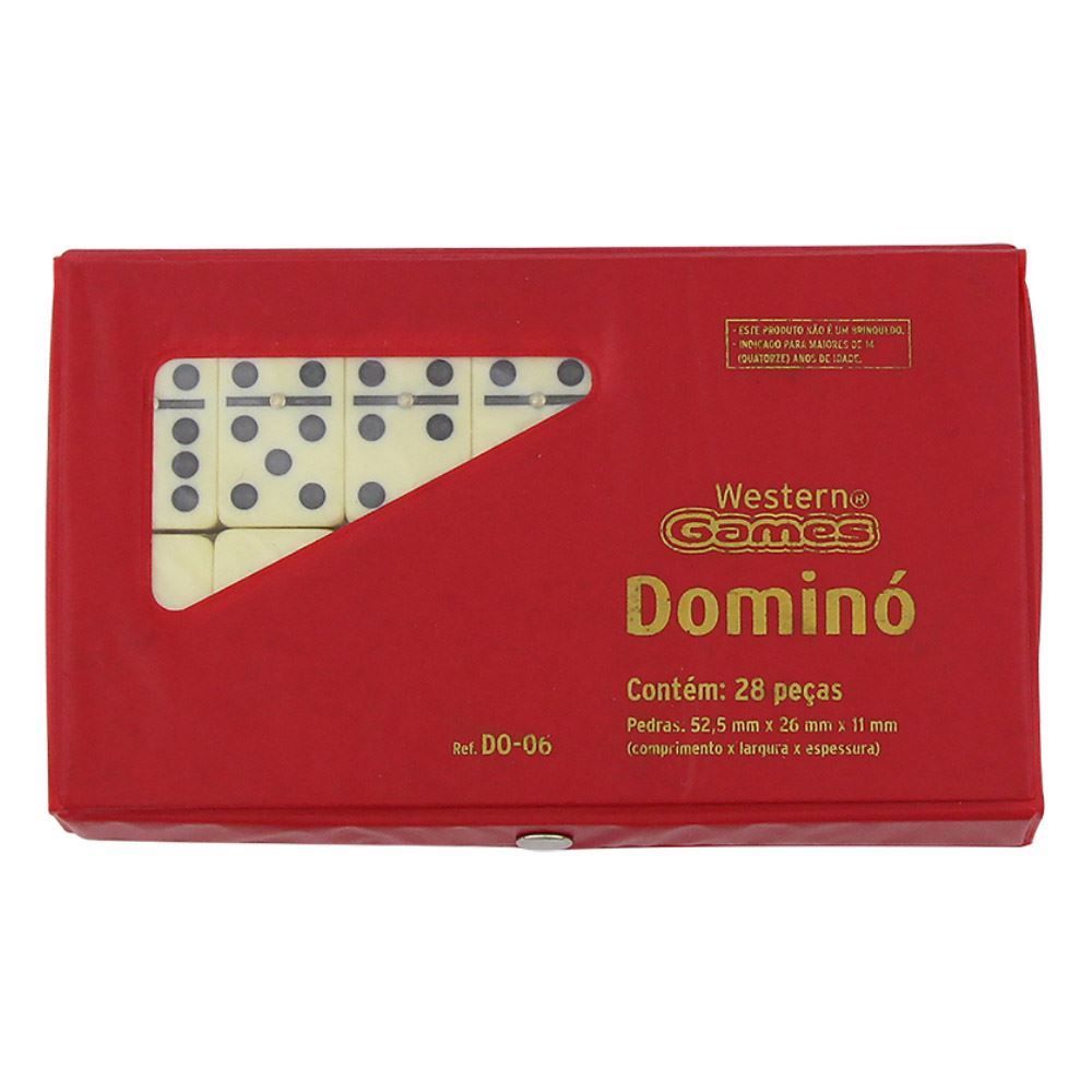 Jogo De Dominó Com Estojo Vermelho 28 Peças Western - DO-06
