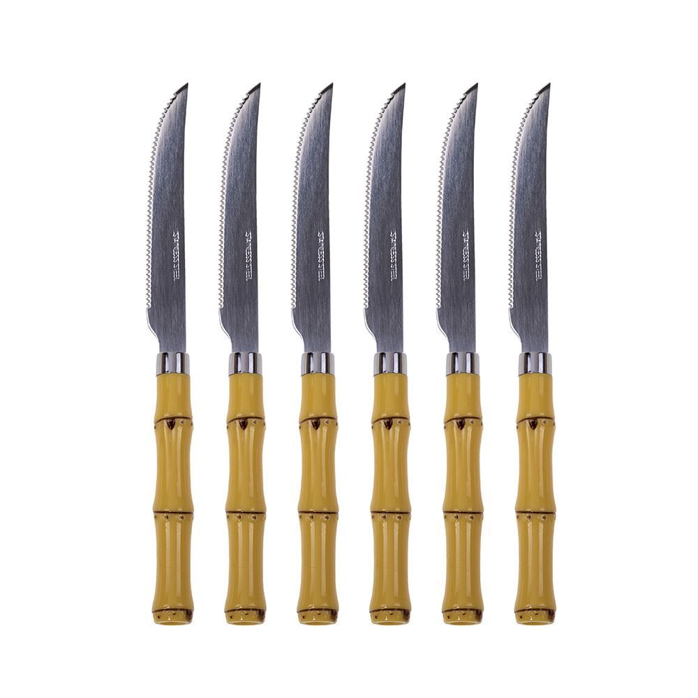 Jogo De Facas Para Churrasco 6 Peças Lyor - Bambu