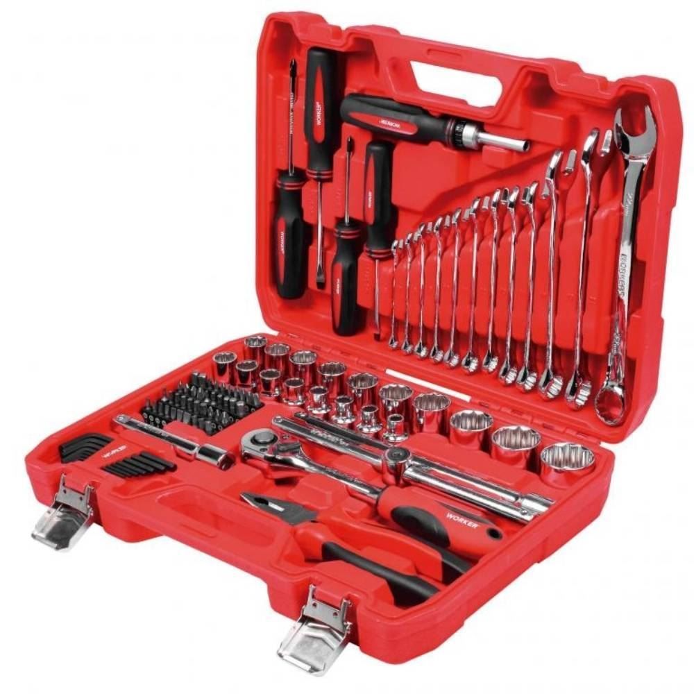 Jogo De Ferramenta Worker C/ Maleta Chaves Manuais Combinadas - 94 pçs