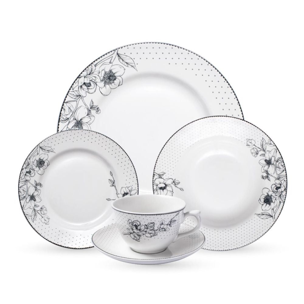 Jogo De Jantar Porcelana Jasmine Havan Casa 20 Pçs - Estampado
