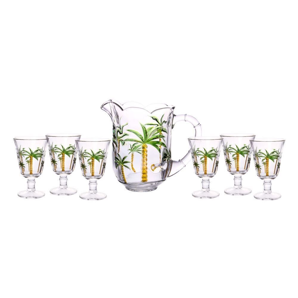 Jogo De Jarras Com Taças Palm Lyor - 7 Peças