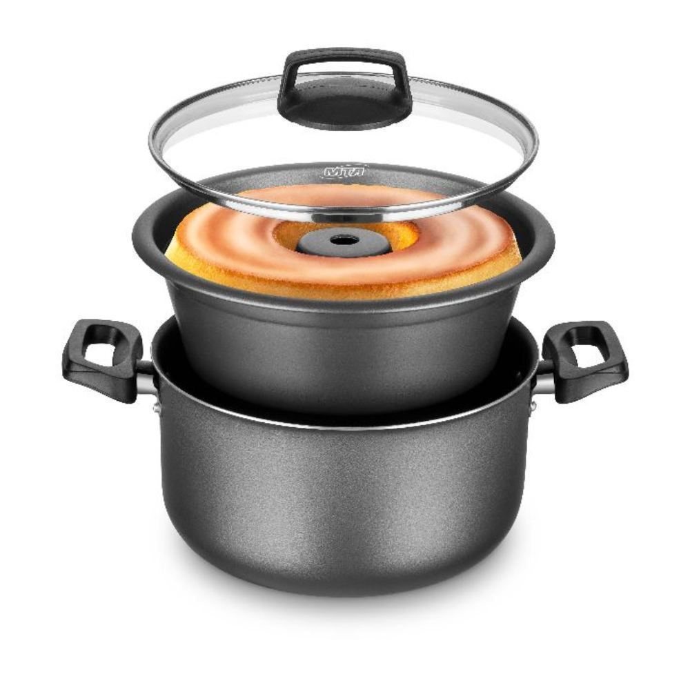 Jogo De Panela E Forma De Pudim Alumínio Superflon Cristal Mta - Grafite